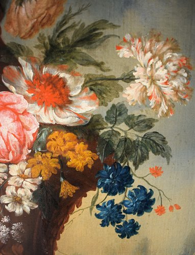 Nature Morte de Fleurs avec Putto et Fontaine dans un  jarden
